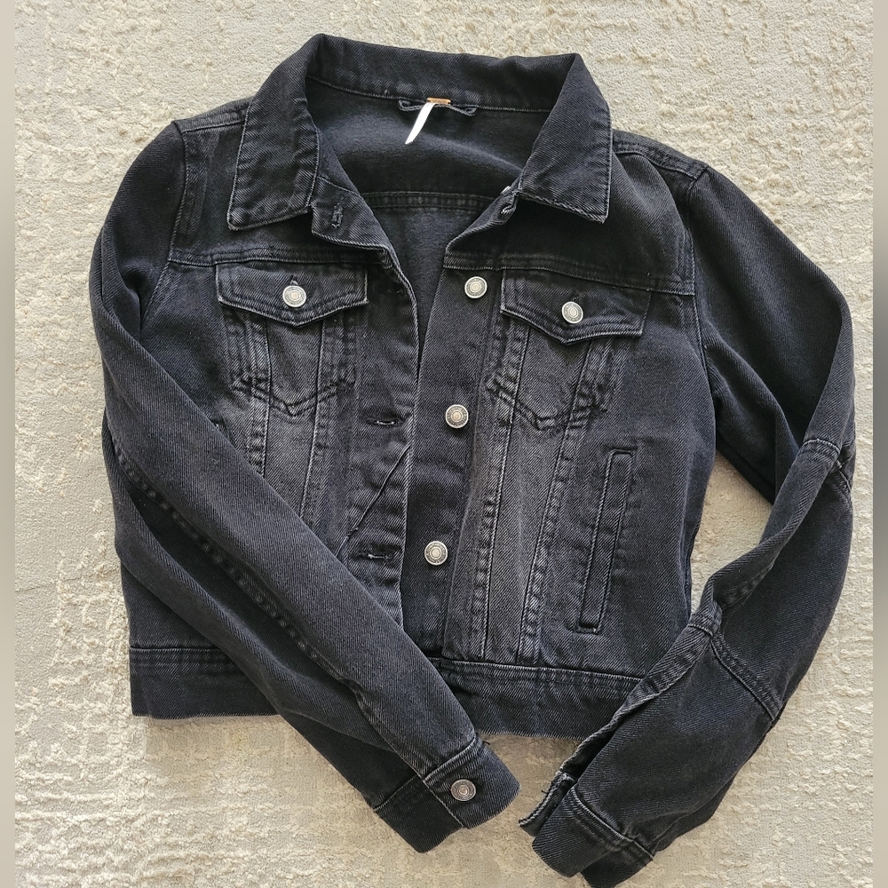 Free People Black Denim Jacket